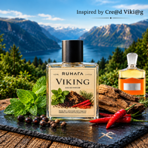 Viking Eau De Parfume 100ml For Men Embrace the thrill of adventure and powerful sophistication with Viking by Ruhafa. Inspired by the fierce, fiery determination of ancient explorers, this fragrance captures the fiery clash of icy citrus and warm, spicy woods. Fragrance Notes Top Notes – Pink Pepper, Calabrian Bergamot, Sicilian Lemon Heart Notes – Peppermint, Bulgarian Rose, Spicy Clove Base Notes – Indian Sandalwood, Vetiver, Patchouli, Lavender