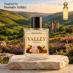 Valley Eau De Parfume 100ml For Unisex Valley by Ruhafa brings you the perfect blend of sparkling bergamot, rich blooming roses, and cozy amber-musk. It’s light enough for daily wear, yet deep enough to make heads turn wherever you go. Refresh your signature scent with a bottle of pure sophistication. Fragrance Notes Top Notes : Zesty Bergamot, Sweet Blackcurrant, Pink Pepper Heart Notes : Fresh Rose, White Jasmine, Delicate Florals Base Notes : Warm Amber, Patchouli, Soft Musk, Cedarwood Best For : Daily signature wear, spring/summer days, office wear, and casual brunches.